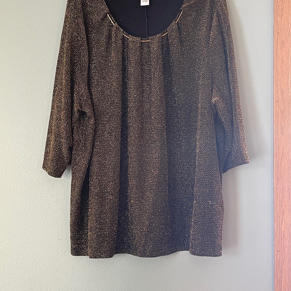 Catherines Gray Relaxed Blouse with 3/4 Sleeves